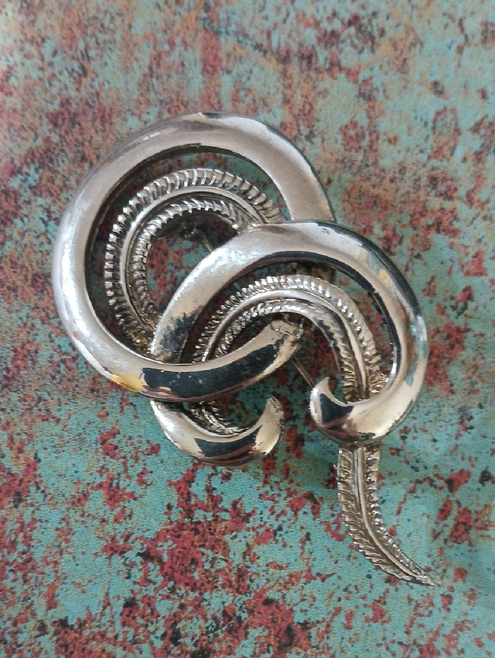 Silver Swirl Statement Brooch